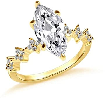 YAHOYA 1PC Crystal Marquise Copper Zircon Alliances Anneaux pour Femmes Simple Design Élégant Femme Doigt Bague Party Cadeau Mode Bijoux