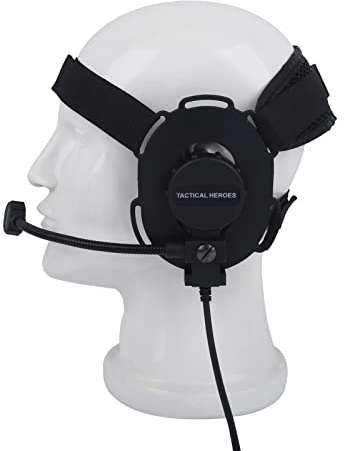 Pdflie Airsoft-Kommunikations-Headset mit Mikrofon, taktischer einseitiger Mikrofon, Bowman Elite II, Radio-Ohrhörer für Ztac Z-TAC Z-Tactical, Z.TAC Baofeng U94 PTT, Zivilverdrahtung, Schwarz