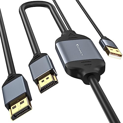 FOINNEX 8K HDMI auf DisplayPort Kabel, HDMI 2.1 zu DP 1.4 Adapter Kabel mit USB Powered, 8K@30Hz HDMI to Display Port Cable HDMI Eingang auf Displayport Ausgang Kabel für Xbox One PS4 PS5 NS