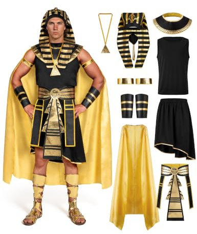 Spooktacular Creations Schwarzes Pharaonenkostüm für Erwachsene, ägyptisches Königskostüm-Set für Halloween, Verkleidung, Party, Cosplay (X-Large)