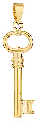 NKlaus Kettenanhänger Schlüssel, 333 Gelbgold, 8 Karat, 23,5x7,5mm | Der Schlüssel ist als Kettenanhänger und Amulett gestaltet