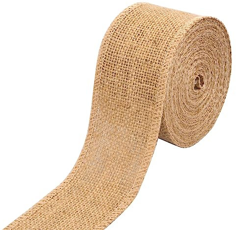 Cozlly 10 Meter Jutebandrolle, 6 cm Breit Juteband Rolle Natur, Natürliche Sackleinen Juteband, Vintage Geschenkband, Sackleinen Stoff Dekoband, Leinenband für Geschenkverpackung, DIY Handwerk