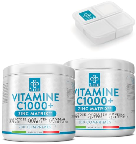 Vitamin C 1000 mg mit Zink 10 mg – 400 Tabletten PiùLife | Hochdosiert aus Ascorbinsäure – Vitamin C und Zink Nahrungsergänzung für Immunsystem und Energie – Laktose&Glutenfrei