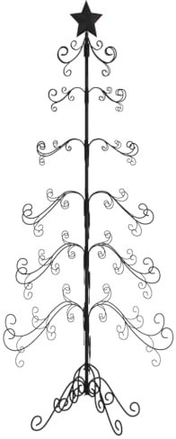 vidaXL Metall Weihnachtsbaum für Dekorationen, Christbaum mit 6 Ebenen, Platzsparend DIY Dekoration, Weihnachtsschmuck Weihnachtsdeko, Schwarz 180cm