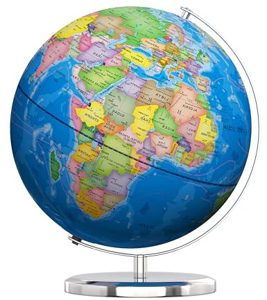 Orionstar 13 Inch Illuminated World Globe, LED Metal Base