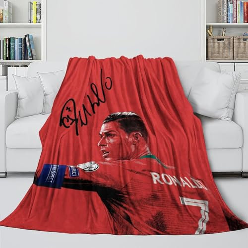 REIPOL Ronaldo 3D Gedruckt Decke - Kinder Jugendliche Erwachsene - Fußball Modisch Decke Erhellt Den Raum Mit Den Lebhaften Farben - Weihnachten Geburtstag Hochzeit Geschenk Idee(100x130cm)