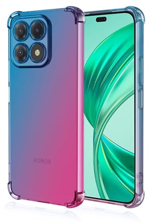 Topme Custodia per Telefono per HONOR X8b (6.7 Inches), Cover per Cellulare con Gradiente di Colore Trasparente in Morbido Silicone TPU - Blu Rosa