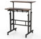 CASART Height Adjustable Rolling Computer Desk, 2-Tier Standing Desk with Wheels & Tilting Top, Home Office Computer Workstation Mobile Laptop Table for Bedroom Study Small Spaces (Brown)