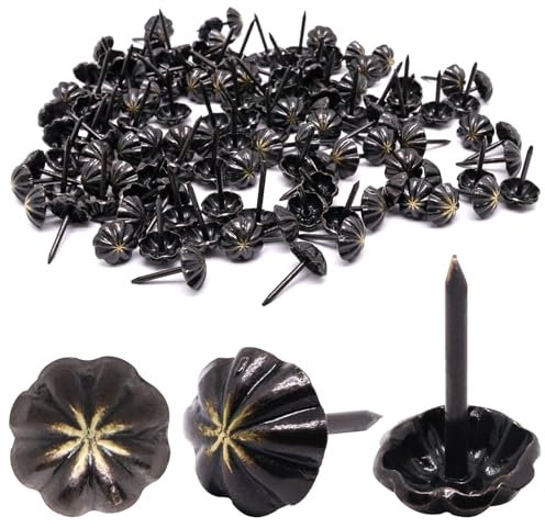 YuGtcen 130 Stück Polsternägel, dekorative Nägel, Daumennägel, einzigartige Metall-Polsternägel für Holz, Polsternadeln, Nägel, Retro-Möbelnägel (11 x 17 mm, Lotusblatt)