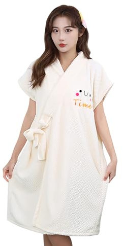 RUIXIA Damen Bademantel Bademäntel Saunakilt Badetuch schnell-trocknend Coral Velvet Bath Wrap Handtuch einstellbare Bademantel tragbare Strickjacke Badenrock Nachthemd für Spa Dusche