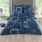 Bettwäsche 135x200 2 teilig - Mikrofaser Bettbezug 135x200 cm + Kissenbezug 80x80 cm - atmungsaktiver Stoff mit Reißverschluss - für Einzelbett - modernes Design Blau