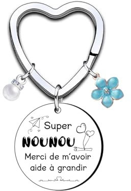 KJKJKJ Cadeau Nounou Original Nounou Fin De Contrat Cadeau Nounou Personnalisé Porte Clef (Merci Nounou)