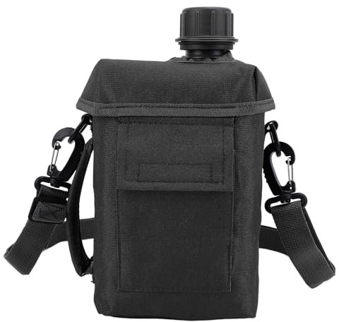 Bewinner Outdoor Wasserflasche – Tragbare 2-Liter Wasserflasche mit Hüfttasche, Multifunktionale Flache Camping Wasserflasche aus PVC für Militärische Überschüsse oder Bushcraft
