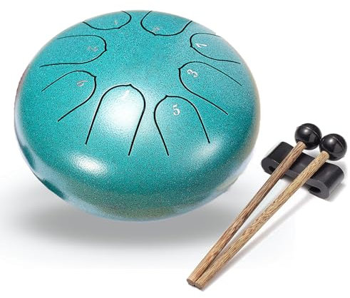 Rain Drum for Outside Garden When It Rains - 8 Note 6 Inch Chakra Rain Drum Outdoor with drumstick, Steel Tongue Drum Rain Chime Waterproof, Zen Music Rain Drum Instrument Set (H)