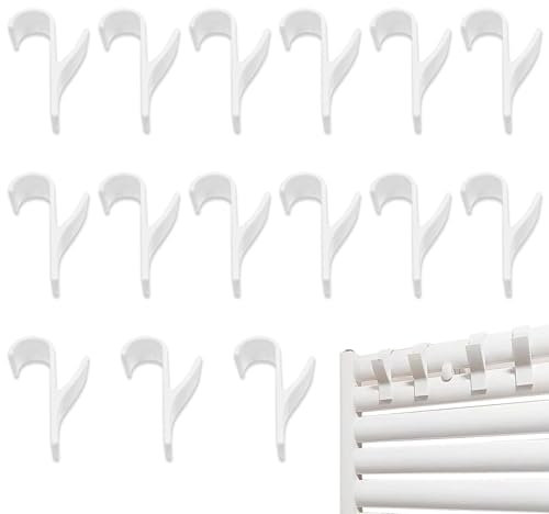 Makoto Nobu 15 Pcs Radiator Hooks - Radiator Towel Rail Hooks, No Drilling Required Removable Radiator Towel Rail Hanger Hooks for All Standard Radiators in Bathroom and Kitchen - White