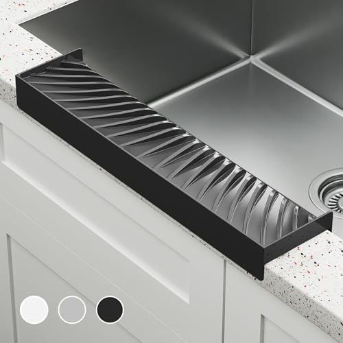 NiHome Protection en silicone multi-usage pour bords de comptoir en pierre de 8 à 10,2 cm de large, design incliné amélioré avec canaux de drainage surélevés, protection pour évier de cuisine,