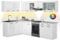 Vicco Eckküche Rick, Weiß Hochglanz, 167 x 60 cm, AP Marmor mit LED-Leisten