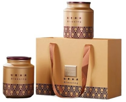 Generische Teedosen-Sets für die Küche, Vorratsbehälter für losen Tee, Glas, versiegeltes Glas, runde Blechdose, chinesisches Retro-Teeset, Doppelglas, Geschenkbox