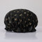 Double Layer Shower Cap for Women Waterproof Reusable Elastic Band, Ruffled Edges Covering Ears for Long, Short & Curly Hair (Black Heart)