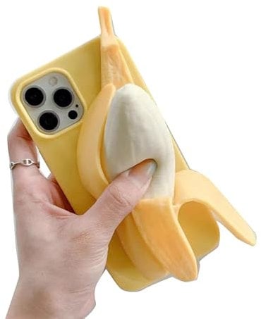 Yeesabella Peeled Banana Phone Case,Funny 3D Stress Reliever Case,Soft Silicone Holder Cover For Phone 15 14 11 12 13 Pro Se -Phone 11 PRO