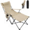 ideasy Chaise Camping Pliante, 4 Positions Ajustables Fauteuil Pliant Camping 3-en-1, avec Porte-gobelet, Poche de Rangement, Appui-tête, Idéal pour Activité de Plein Air, Pêche et Jardin-Kaki