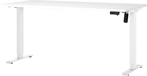 Germania Schreibtisch 8024-84, in Weiß, elektr. höhenverstellbar, 160 x 119 x 80 cm (BxHxT)