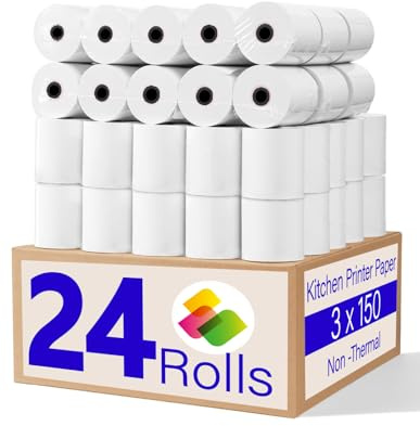 Star SP700 Kitchen Printer Paper (24 Rolls) 3 x 150' 1 Ply Bond (Non -Thermal) Receipt Paper POS Cash Register Paper for TMU200 SRP275 from 3000LABELS DIRECT