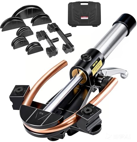Super Stars Hydraulic Tubing Pipe Bender Kit 1/4in–7/8in - HVAC Copper Pipe Bender with 7 Aluminum Dies - 90 Degree Pipe Bending Tool for Air Conditioner and Refrigerator Repair