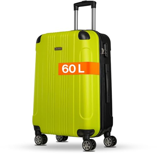 NOWI Hartschalenkoffer Mittelgroß – 62,7L Volumen – 8 Rollen 360° drehbar – Leichter ABS Koffer mit Zahlenschloss & Teleskopgestänge – Reisekoffer, Handgepäckskoffer, Trolley (Lime, L)