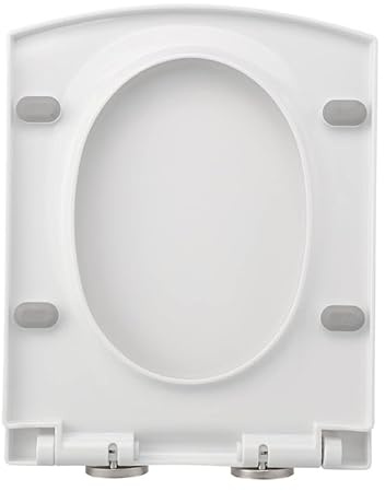Tapa WC, Asiento De Inodoro Cuadrado Rectangular, 37 * 47cm Tapa de Inodoro Con Cierre Suave Y Cierre Rápido, Liberación Rápida, Montaje Superior, de PP, Blanco