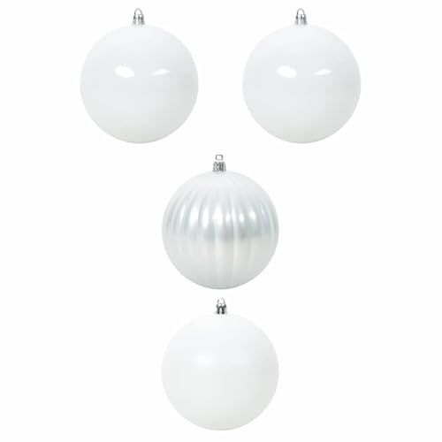 vidaXL Christmas Bauble Set 4 pcs White, Living Room Decor, Traditional Christmas Baubles, Modern Ornaments, Holiday Tree, Elegant Seasonal Decorations