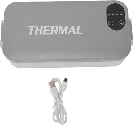 Naroote Lonchera Eléctrica, Calentador de Comida Portátil de Acero Inoxidable con Pantalla Digital Inteligente, Calentamiento Rápido, Lonchera a Batería para la Oficina, los Viajes