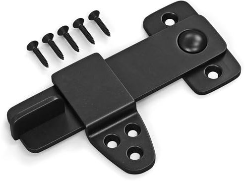 Barn Door Lock - Rustic Gate Latch for Cabinet, Bar, Closet, Shed, Cabin, Garage, Sliding Doors - Black Wrought Cast Iron - Flip and Pull Hook Hardware Kit (1-Pack)