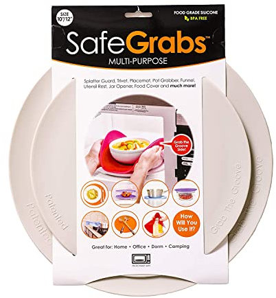 Safe Grabs Seen on Shark Tank: Multi-Purpose Silicone Microwave Mat BPA Free Kitchen Tool, Set of 2, Gray