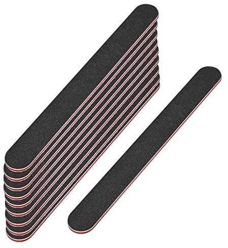 10 X Premium Limas de Uñas Negro Recto Grano 80/80