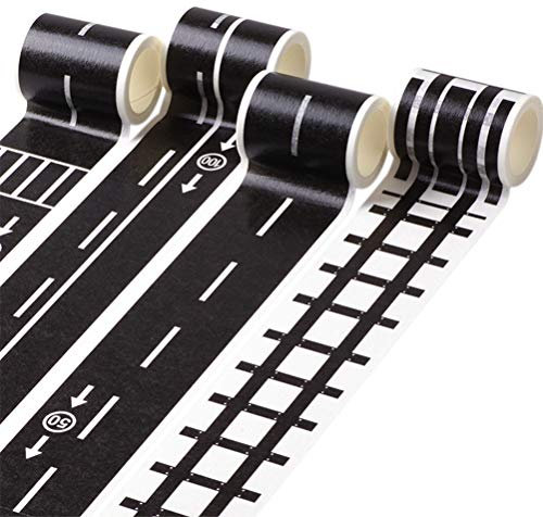 STOBOK Road Tape Autobahn Eisenbahn Straßen Klebeband DIY Abnehmbar Aufkleber für Spielzeugautos 9 Stück