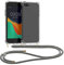 kwmobile Necklace Case kompatibel mit Apple iPhone SE (2022) / iPhone SE (2020) / iPhone 8 / iPhone 7 Hülle - Silikon Cover mit Handykette - Band Handyhülle Grau Transparent