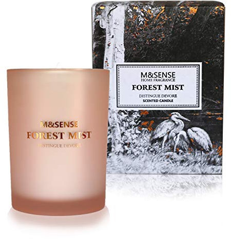 M&Sense Duftkerze Waldnebel, 100% Natürliche Rohstoffe, Handgefertigt mit 250g Sojawachs, Aromatherapie, 50h Brenndauer, Geschenkverpackung