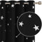Deconovo Cortinas Opacas Telas Térmicas Aislantes Frio y Calor para Salon con Diseño de Estrllaa Plateadas 2 Piezas 132x183cm Negro