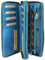 Hochwertige XXL Vintage Leder Damen Geldbörse Portemonnaie langes Portmonee Geldbeutel Organizer aus weichem Leder mit extra vielen Fächern inkl. RFID in hellblau - 20x11x3,5cm (B x H x T)
