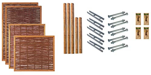 TETZNER & JENTZSCH Zäune Fresno 1 I Sichtschutz Zaun 120 x 180 cm Braun I Gartenzaun aus Holz für den Sichtschutz I Zaun aus Weidengeflecht I Holzzaun Komplettset mit Trennwand für den Windschutz