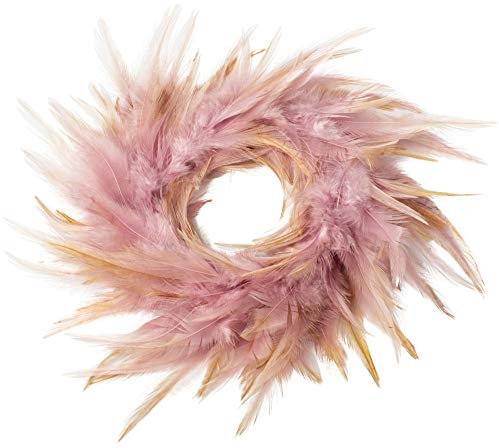 matches21 Bunter Federkranz rosa Hühnerfedern Dekokranz Osterkranz Osterdekoration Frühlingsdekoration 1 STK. Ø 20 cm
