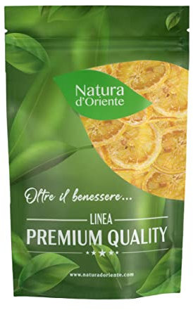 NATURA D’ORIENTE Limone a fette Essiccato 250g – Fette di Limone con Succo di Mela – Senza Conservanti né Coloranti – Snack Naturale, per Cocktail, Cucina e Decorazioni