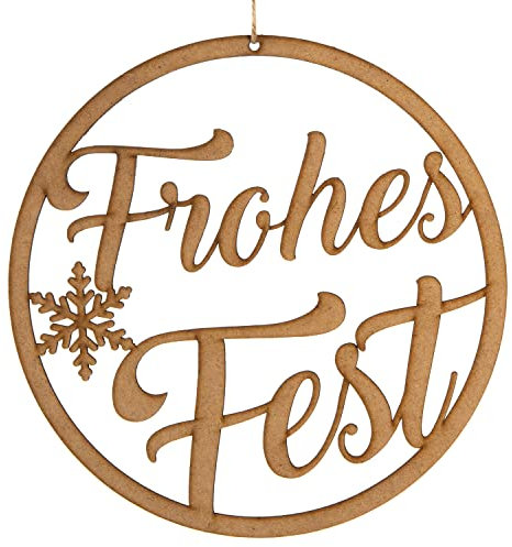 Logbuch-Verlag Türkranz Frohe Weihnachten aus Holz ø 24 cm Frohes Fest Deko Kranz zum Aufhängen rustikal