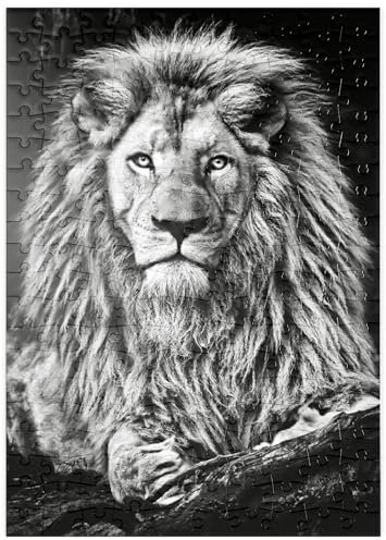 MyPuzzle Schwarz-Weiß-Bild eines Majestätischen Löwen - Premium 200 Teile Puzzle - MyPuzzle Sonderkollektion von Puzzle Galaxy