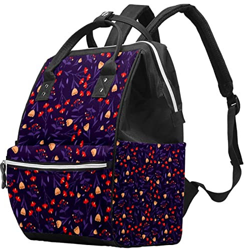 Multifunktions-Wickeltasche, großes Fassungsvermögen, Wickeltasche, Rucksack für Mutter und Vater, lässiger Rucksack für Geschäftsreisen, buntes Blumenmuster, tropisches Blatt, Mehrfarbig 10