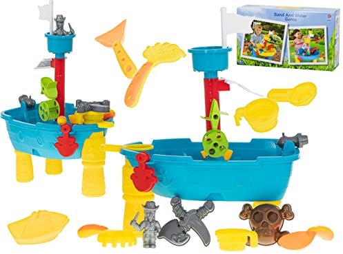 Wassertisch Sandkasten Piratenschiff - Storch - Piraten - Rechen - Schaufel - Rutsche und vieles mehr