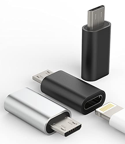 Lightning Mutter auf Micro USB Männlich Ladekabel Adapter(3pack) iPhone Ladegerät to Android Klinke Charger Kabel Stecker Set Netzteil Zubehör für Samsung Galaxy S7 Active Huawei Xiaomi Ps4 L-to-mc