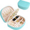 ProCase Reise Schmuckkästchen, Kleine Schmuckschatulle für Damen PU-Leder Aufbewahrungsbox Schmucketui Schmuckbox Schmuckaufbewahrung für Ringe Ohrringe Halsketten Geschenk- Blau