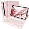 SOPPY Keyboard Case for Samsung Galaxy Tab S9FE/S9/S8/S7 11 inch, UK Layout, Slim Cover with Detachable Keyboard for Galaxy Tab S7/S8/S9/S9FE 11 Tablet, Pink